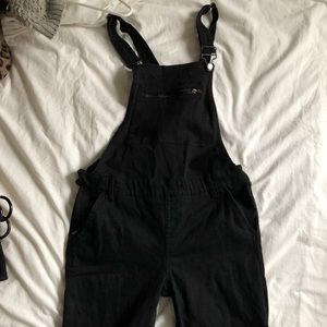 Black skinny overalls